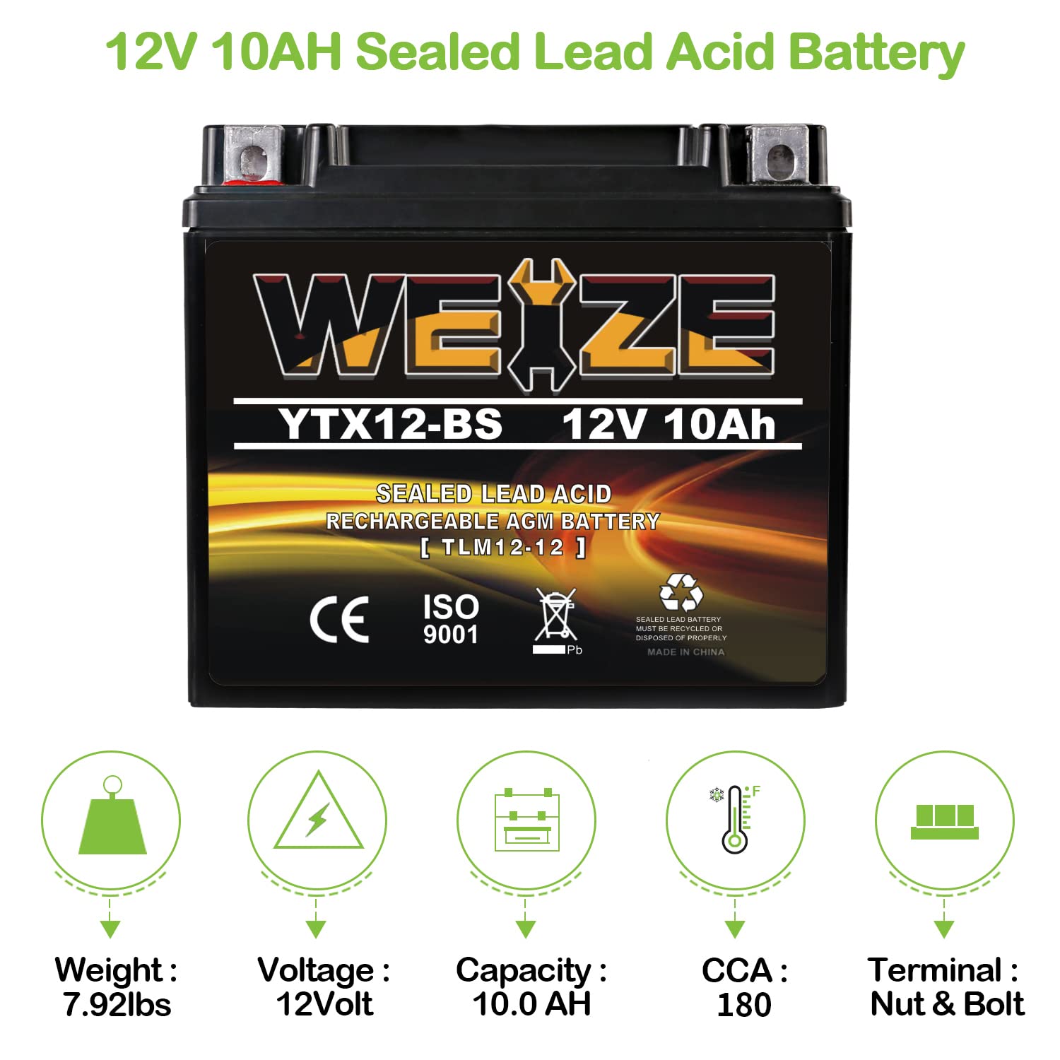 Weize YTX12-BS Motorcycle Battery High Performance - Maintenance